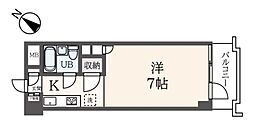フラット永山 3階1Kの間取り