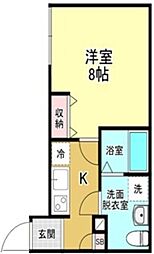 Sempliceときわ台 3階1Kの間取り