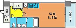 エスリード神戸三宮パークビュー 1Kの間取図画像