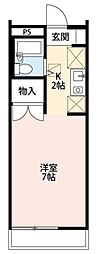 メゾンボヌール菊名B 1Kの間取図画像