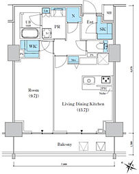 ロイヤルパークスＥＲ万代 8階1LDKの間取り