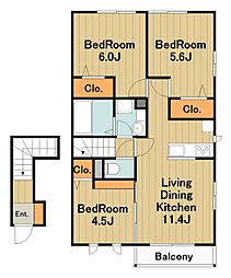 プティモンターニュ 2階3LDKの間取り