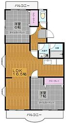 パークヒル壱番館 2LDKの間取図画像