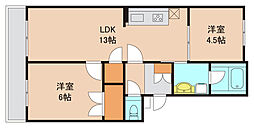 市川クローバーハイツ鈴木 3階2LDKの間取り