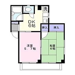 第5三建マンション 2DKの間取図画像