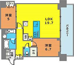 ベイシティタワーズ神戸WEST 27階2LDKの間取り