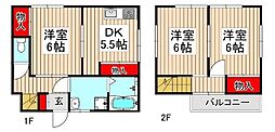 白鍬貸家 3DKの間取り