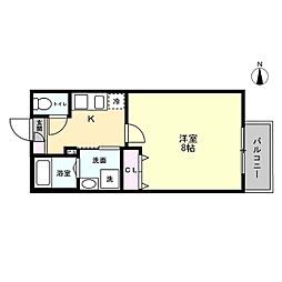 モノリス狭山ヶ丘 1Kの間取図画像