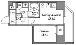 クオリタス浅草橋 5階1DKの間取り