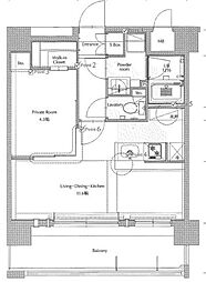 ネストピア博多グランドステージ 1LDKの間取図画像