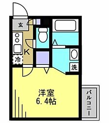ソレイユ日進 2階1Kの間取り