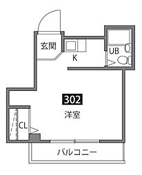 フランスコーポ ワンルームの間取図画像