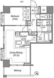ザ・レジデンス赤坂檜町 10階1LDKの間取り