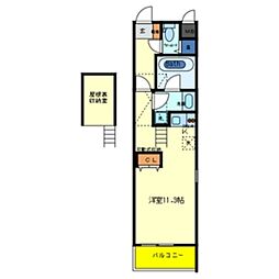 JR東海道・山陽本線 立花駅 徒歩6分の賃貸アパート 3階ワンルームの間取り