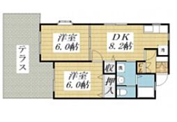 ファースト M&E 1階2DKの間取り