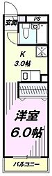 昭島コートエレガンスＢ 3階1Kの間取り