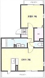 ディアコートB棟 3階1LDKの間取り