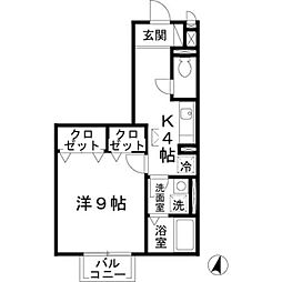 JR片町線(学研都市線) 住道駅 徒歩7分の賃貸アパート 1階1Kの間取り