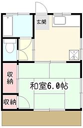 芳山荘 1階1DKの間取り