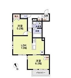 Aireville 2LDKの間取図画像