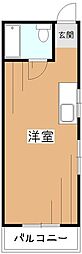 小野ビル 2階ワンルームの間取り