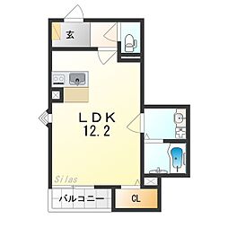 Fstyle狭山・池尻中1号館 2階ワンルームの間取り