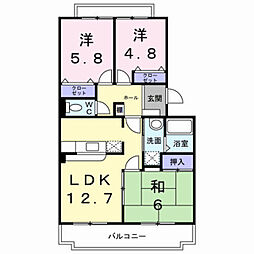 ルシェール飯山満壱番館 3LDKの間取図画像