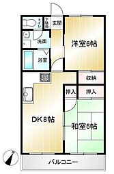 向台グリーンマンション 2DKの間取図画像