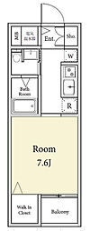 エムフレーバー 1Kの間取図画像