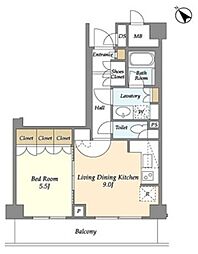 ウィルテラス滝野川 2階1LDKの間取り