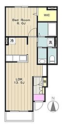 ナリッシュヒルＡ 1階1LDKの間取り