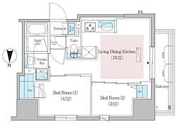 アーバネックス蔵前レジデンス 2LDKの間取図画像