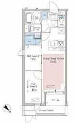 アーバネックス文京小石川 1階2LDKの間取り