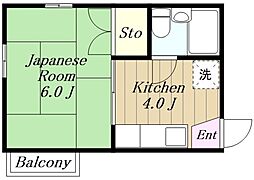 テラスチャオ 1Kの間取図画像