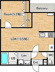 京阪本線 樟葉駅 徒歩12分の賃貸アパート 3階1LDKの間取り
