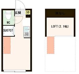 プランドール桜台 2階ワンルームの間取り