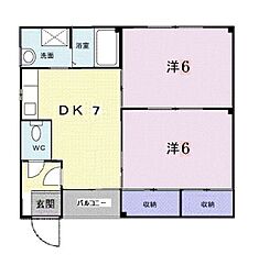 ＣＡＳＡ・ＲＩＯ 1階2DKの間取り