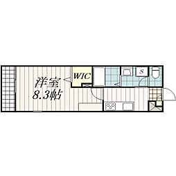 Freude Westen（フロイデ ヴェステン） 2階1Kの間取り