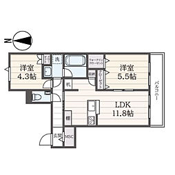 メゾン・リヴェール 1階2LDKの間取り