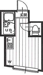 アーバンプレイス中井IIB棟 1階ワンルームの間取り
