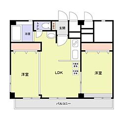 広尾ハイツ 7階2LDKの間取り