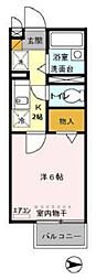 フレールヒル 1Kの間取図画像