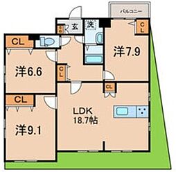 Residenceヴィヴィエ文京 1階3LDKの間取り