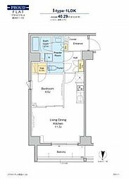 プラウドフラット両国イースト 1LDKの間取図画像