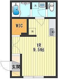 アイメゾン 1階ワンルームの間取り