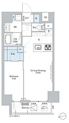 ディームス蔵前 1LDKの間取図画像