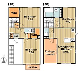 第5コスモスヴィラ 2階3LDKの間取り