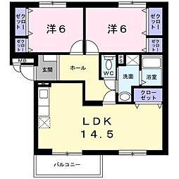 フローラ 3階2LDKの間取り