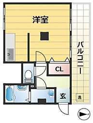 永光ビルディング熊内橋 4階ワンルームの間取り