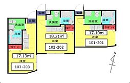 ヴィラート新柴又 1階ワンルームの間取り